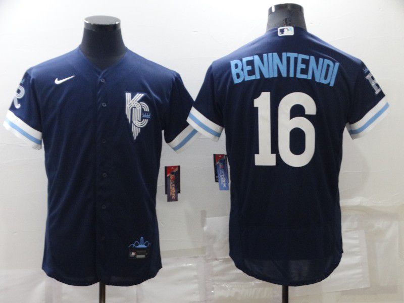 Men Kansas City Royals #16 Benintendi Blue City Edition Elite Nike 2022 MLB Jersey
